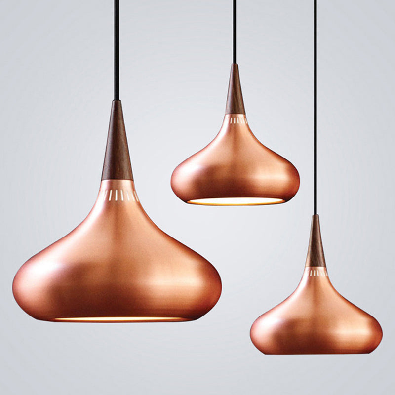 Schlafzimmer Anhänger Leuchte moderne Kupfer hängende Lichtkit mit Tränen Metallschatten