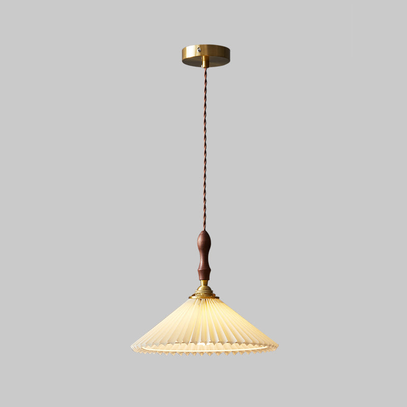Cone Hanging Light Fixture Modern 1-Light Suspension Lamp with Fabric Shade for Restaurant