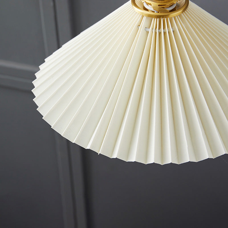 Cone Hanging Light Fixture Modern 1-Light Suspension Lamp with Fabric Shade for Restaurant