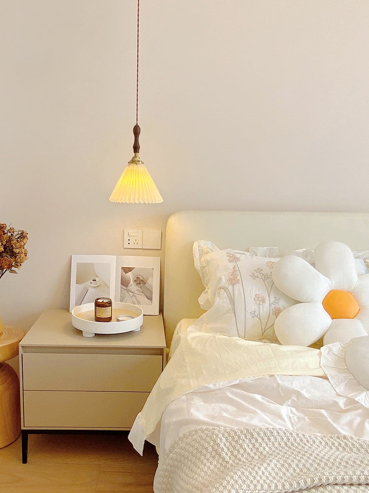 Cone Hanging Light Fixture Modern 1-Light Suspension Lamp with Fabric Shade for Restaurant