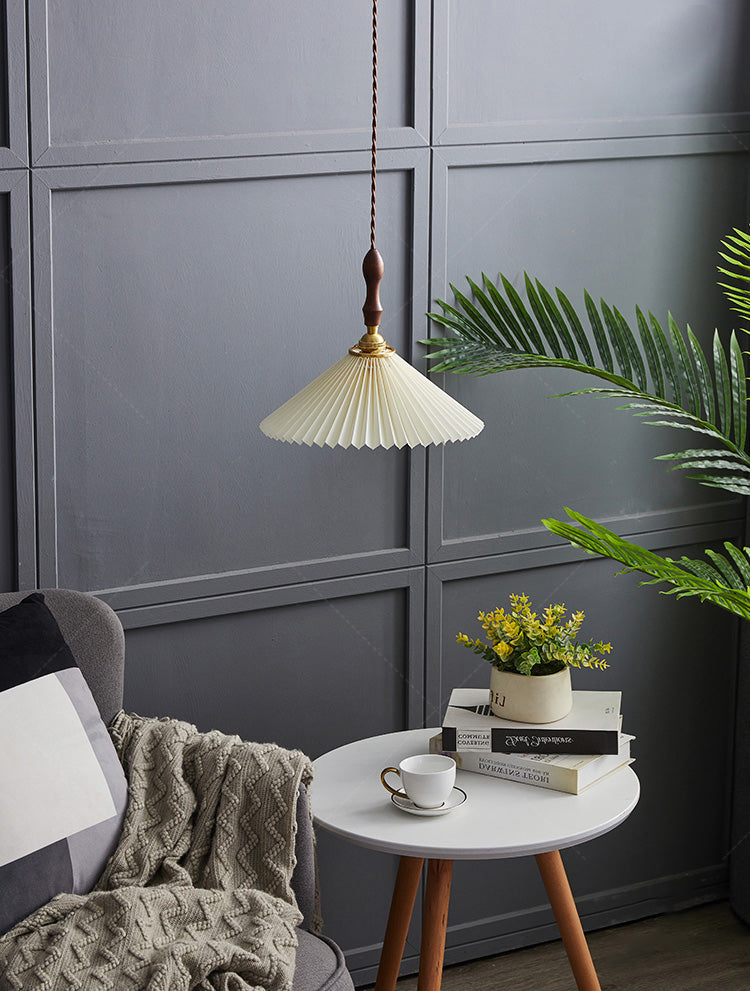 Cone Hanging Light Fixture Modern 1-Light Suspension Lamp with Fabric Shade for Restaurant