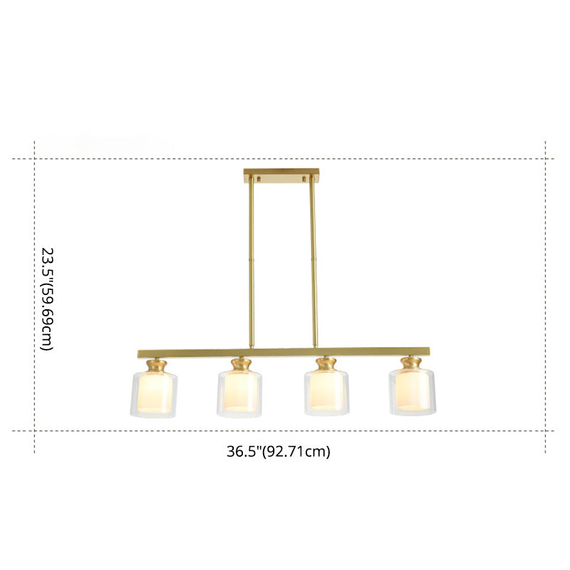 Glass Cylindrical Island Lighting Fixture Modern Gold Chandelier Lighting Fixture