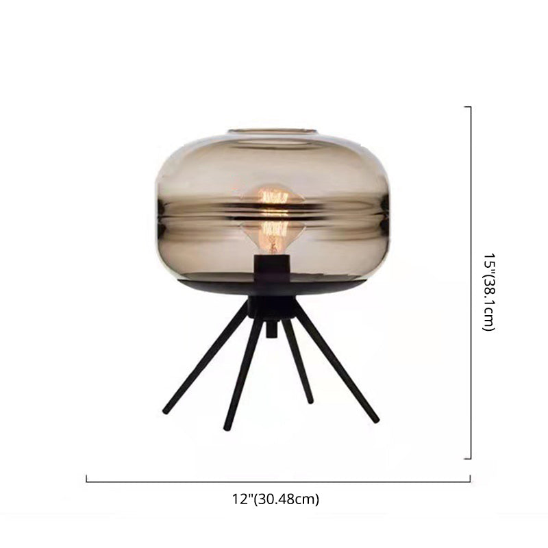 Camera da letto e lampada da notte, lampada da tavolo in stile moderno con paralume in vetro aperto