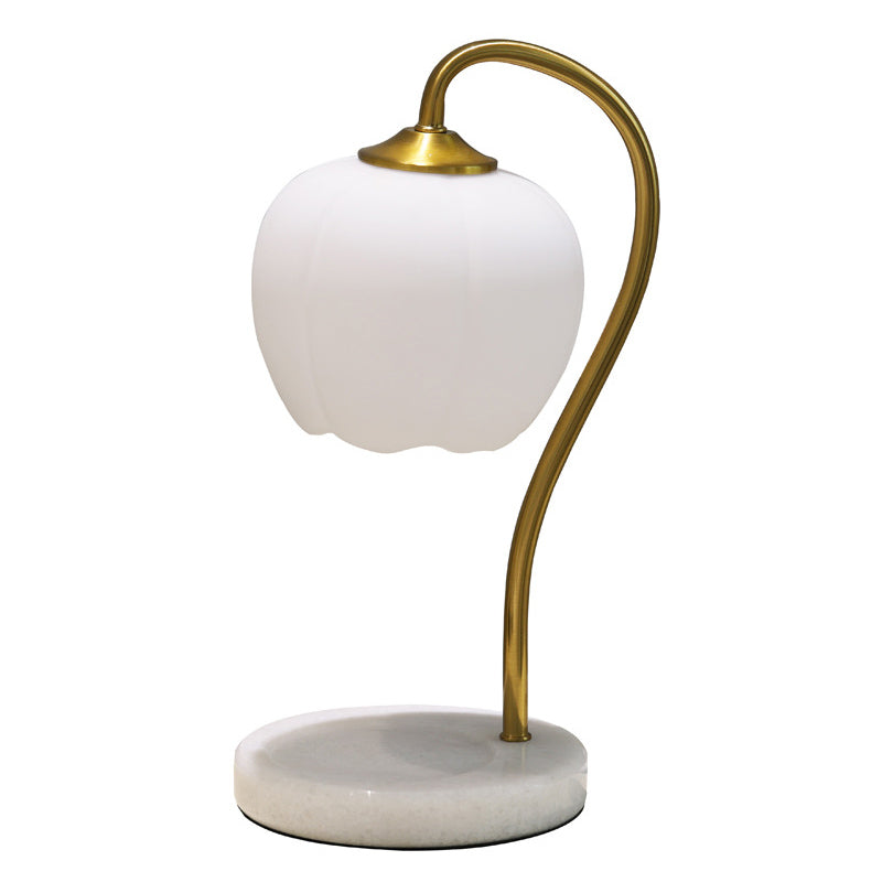 Minimalist Style Nights and Lamp White Floral Table Lamp with Glass Shade