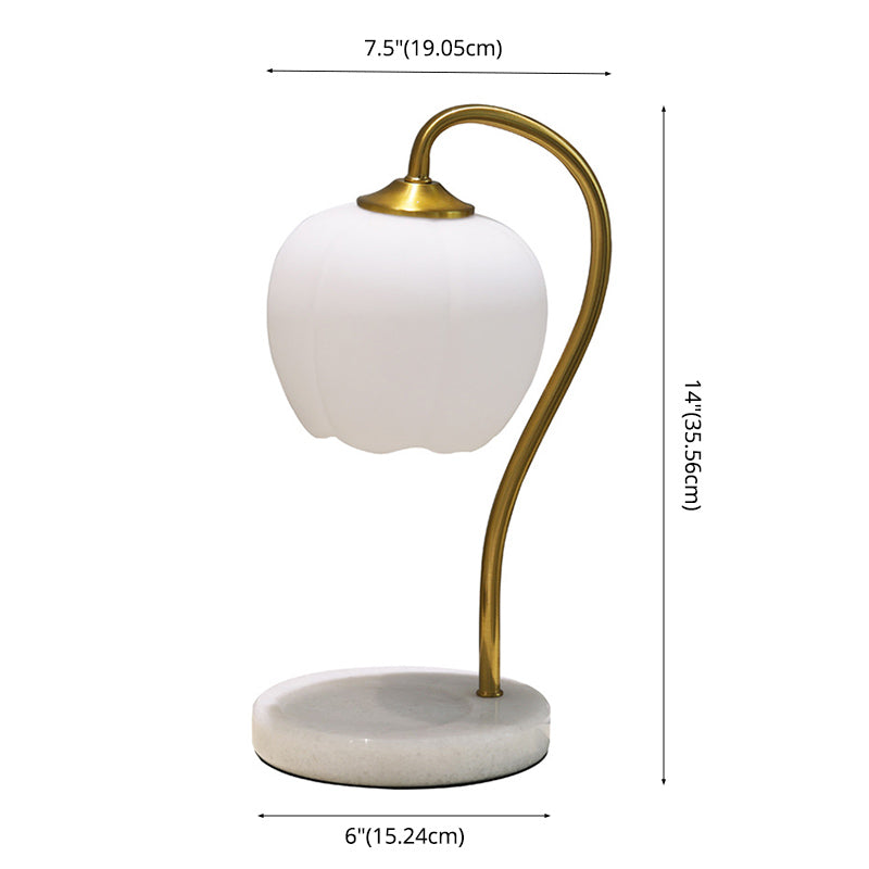 Minimalist Style Nights and Lamp White Floral Table Lamp with Glass Shade