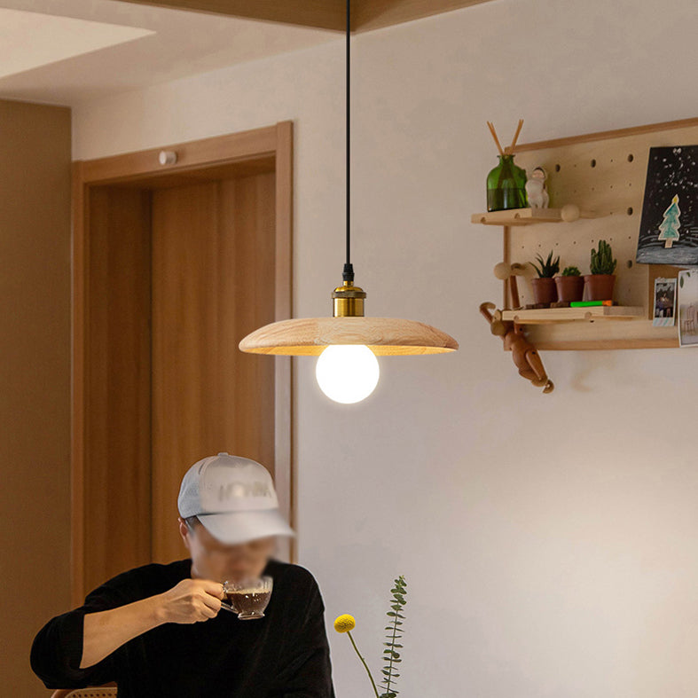 Pfanne hängende Leuchte moderne 1-Licht-Suspension Anhänger Licht mit Holz