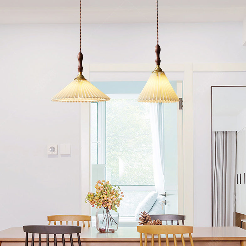 Cone Hanging Light Fixture Modern 1-Light Suspension Lamp with Fabric Shade for Restaurant