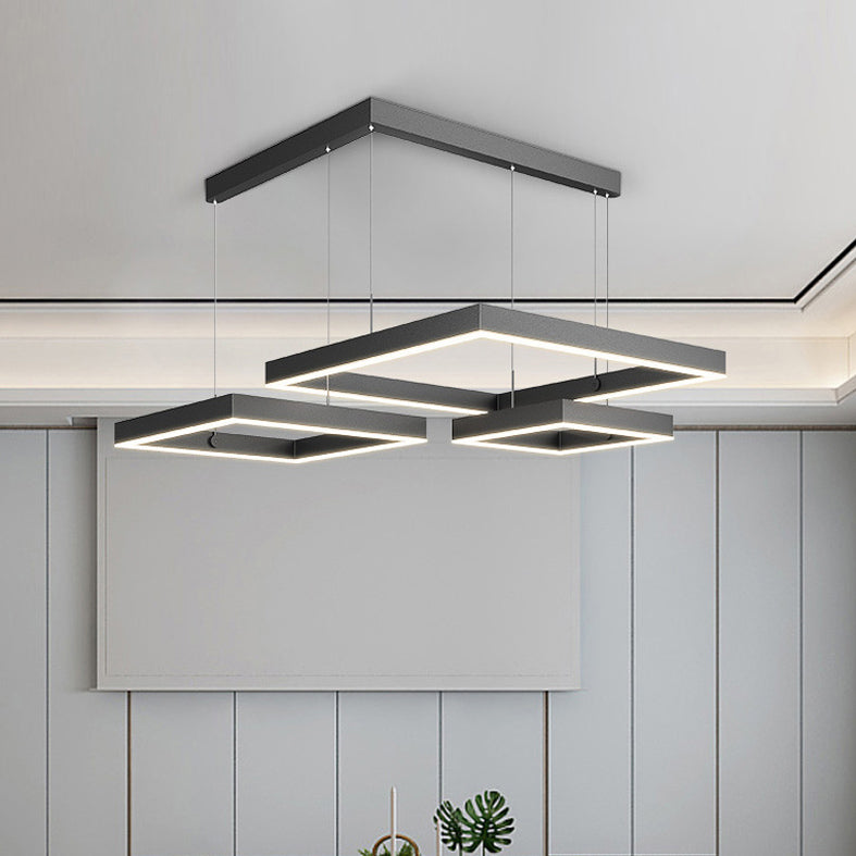 Metal Squared Chandelier Pendant Light Nordic LED Pendant Lighting Fixture in Black