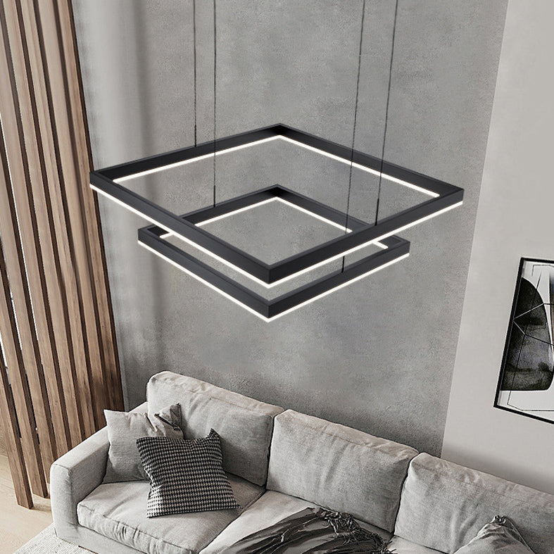 Metal Squared Chandelier Pendant Light Nordic LED Pendant Lighting Fixture in Black
