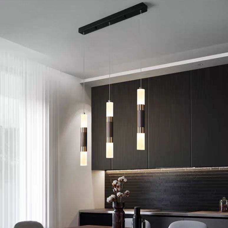 Acrylic Cylindrical LED Pendant Light in Modern Concise Style Wrought Iron Hanging Lamp for Bedroom