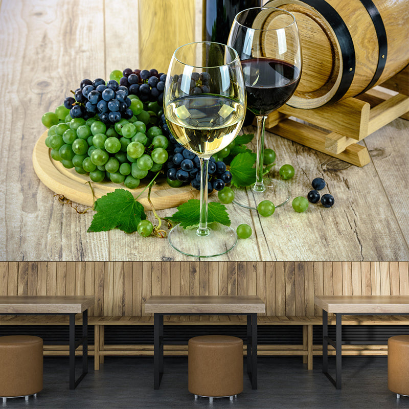 Customized Grape Wine Wall Mural Photography Moisture Resistant for Wine Shop