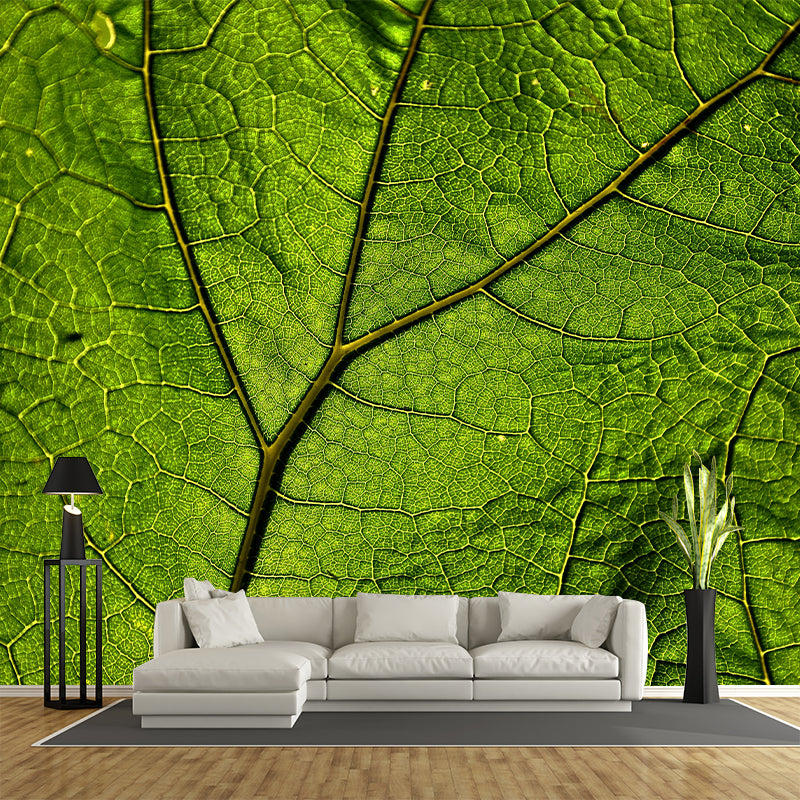 Plant Mural Wallpaper Leaf Surface Pattern for Reading Room Bedroom Wall Decor