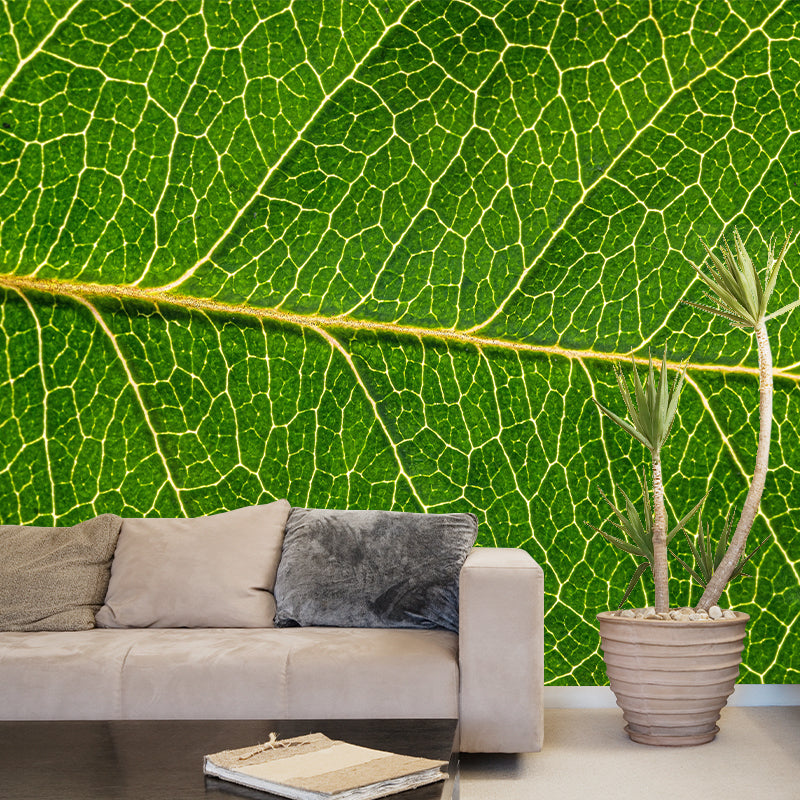 Leaf Surface Plant Wall Murals Modern Style Moisture Resistant Wall Covering