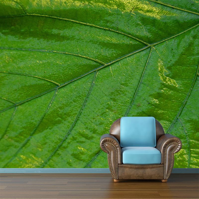 Leaf Surface Plant Wall Murals Modern Style Moisture Resistant Wall Covering