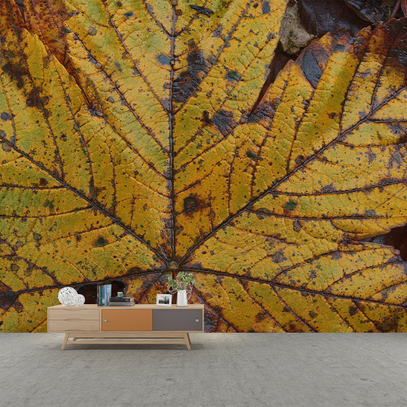 Leaf Surface Plant Wall Murals Modern Style Moisture Resistant Wall Covering