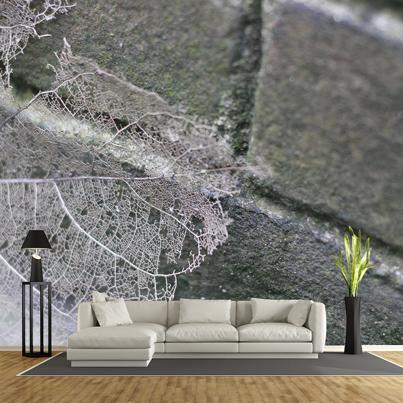 Customized Leaf Surface Plant Murals Wall for Living Room Moisture Resistant