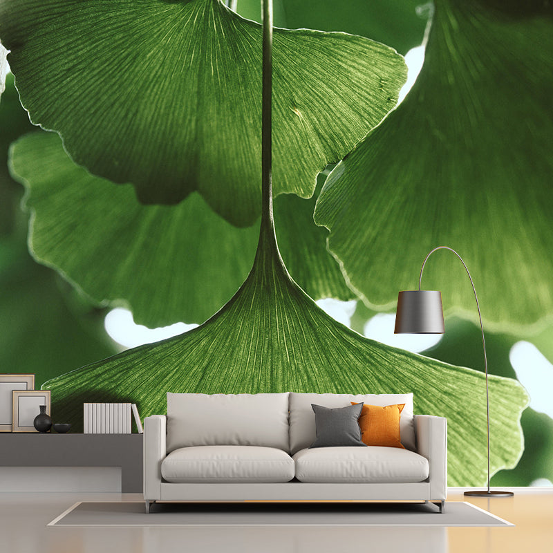 Plant Mural Wallpaper Ginkgo Leaf Pattern for Reading Room Bedroom Home Decor