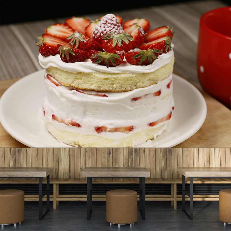 Photography Strawberry Cake Dessert Mural Wallpaper Commerce Shop Decoration