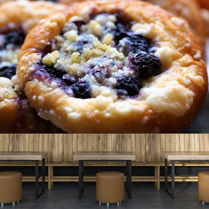 Blueberry Cake  Dessert Murals Environment Friendly for Dessert Shop Stain Resistant