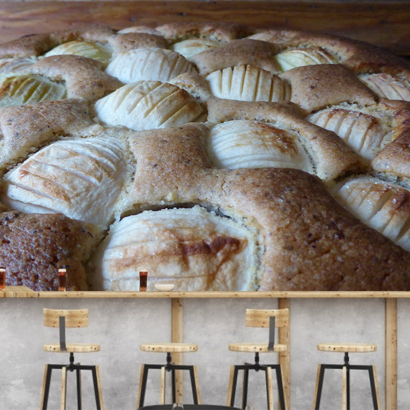 Apple Pie Dessert Wall Mural Minimalist Decoration Stain Resistant for Dessert Shop