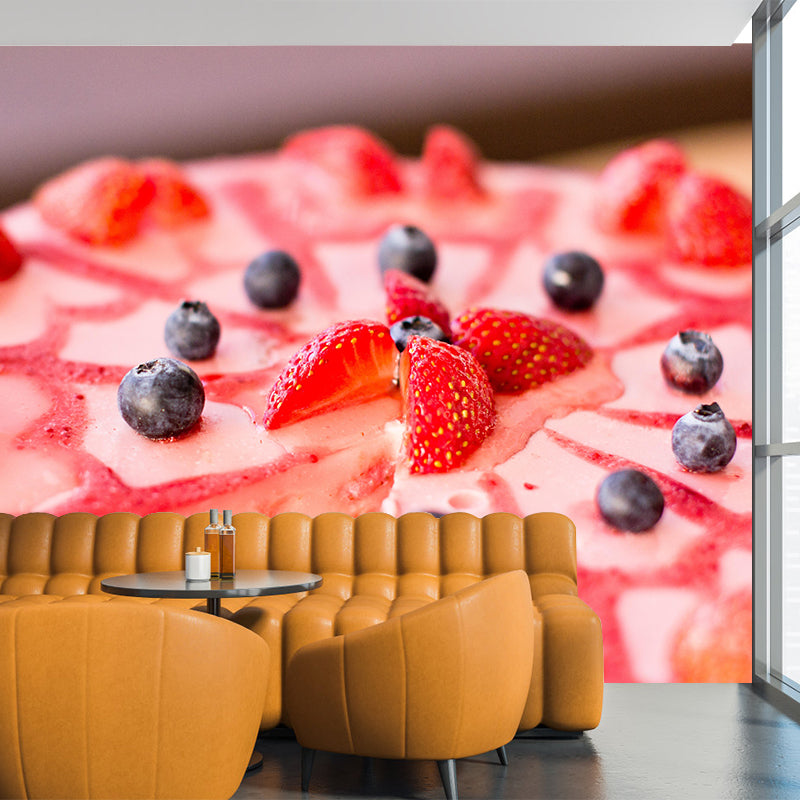 Cheesecake Dessert Wall Mural Minimalist Decoration Stain Resistant for Dessert Shop