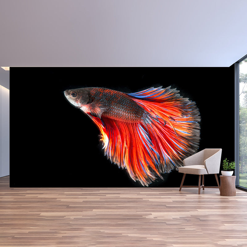 Fighting Fish Contemporary Mural Decal Sitting Room Moisture Resistant Wall Decor