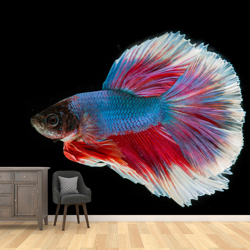 Fighting Fish Contemporary Mural Decal Sitting Room Moisture Resistant Wall Decor