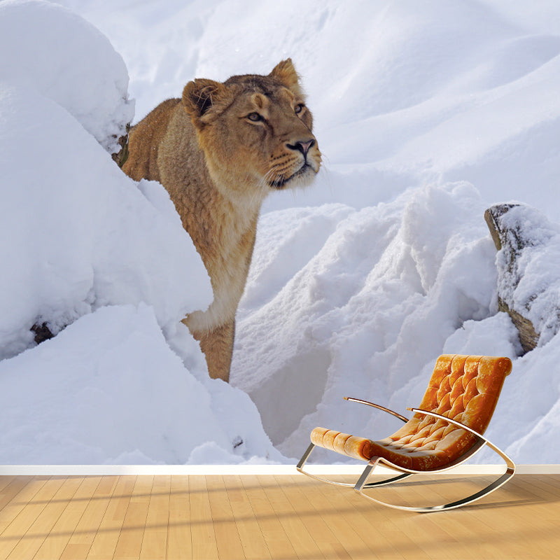 Customized Contemporary Lioness Mural Mildew Resistant for Sitting Room Bedroom