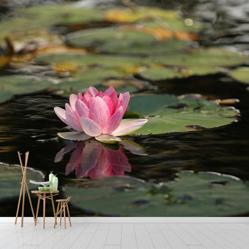 Customized Contemporary Lotus Mural Mildew Resistant for Sitting Room Bedroom