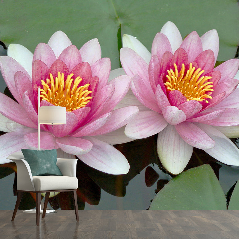 Customized Contemporary Lotus Mural Mildew Resistant for Sitting Room Bedroom