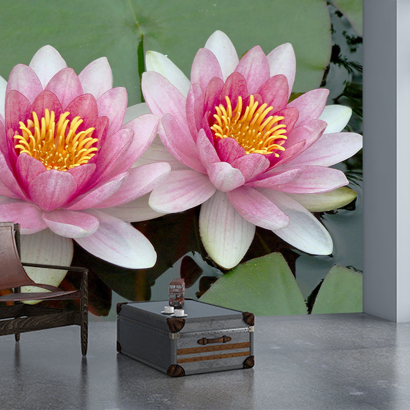 Customized Contemporary Lotus Mural Mildew Resistant for Sitting Room Bedroom