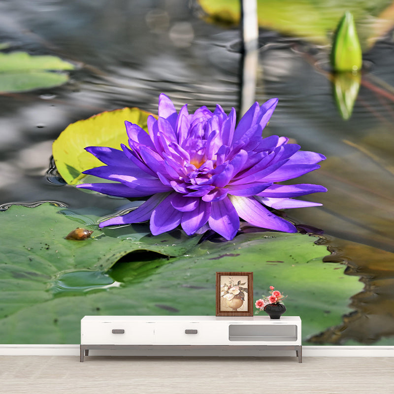 Customized Contemporary Lotus Mural Mildew Resistant for Sitting Room Bedroom