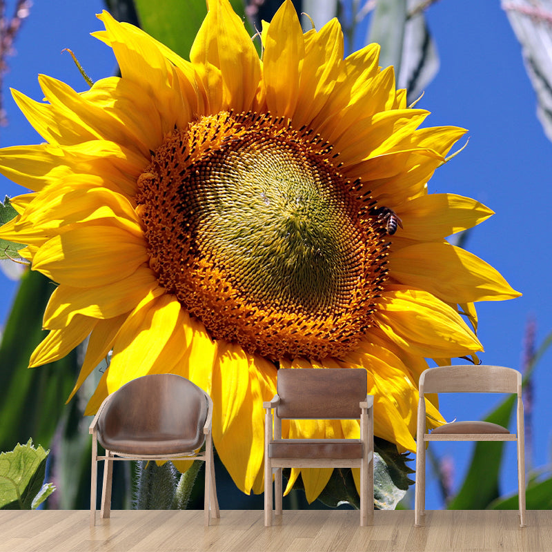 Customized Contemporary Sunflower Mural Mildew Resistant for Sitting Room Bedroom