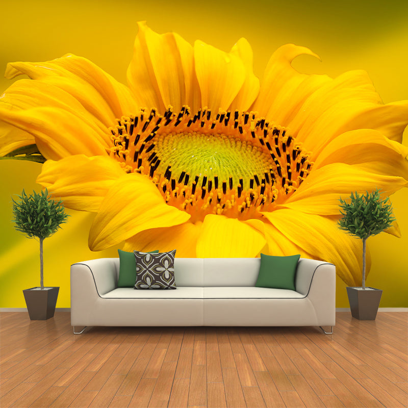 Customized Contemporary Sunflower Mural Mildew Resistant for Sitting Room Bedroom