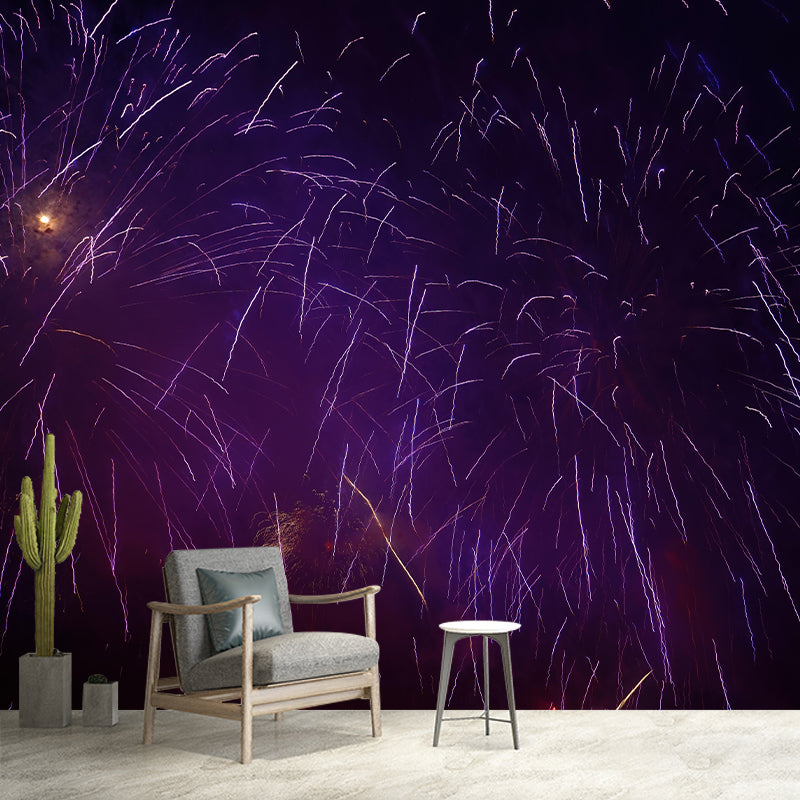 Contemporary Photography Gorgeous Fireworks Murals Wallpaper Moisture Resistant