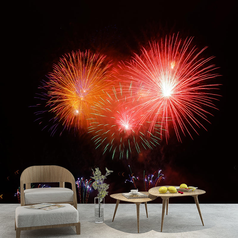 Contemporary Photography Gorgeous Fireworks Murals Wallpaper Moisture Resistant