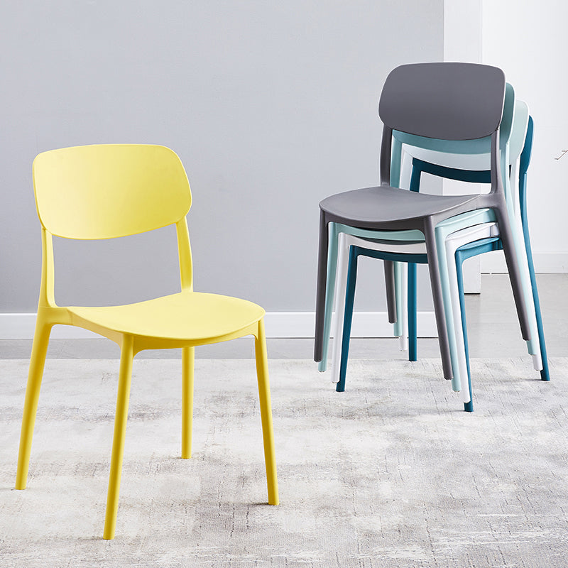 Scandinavian Plastic Armless Dining Chairs Dining Room Open Back Side Chair