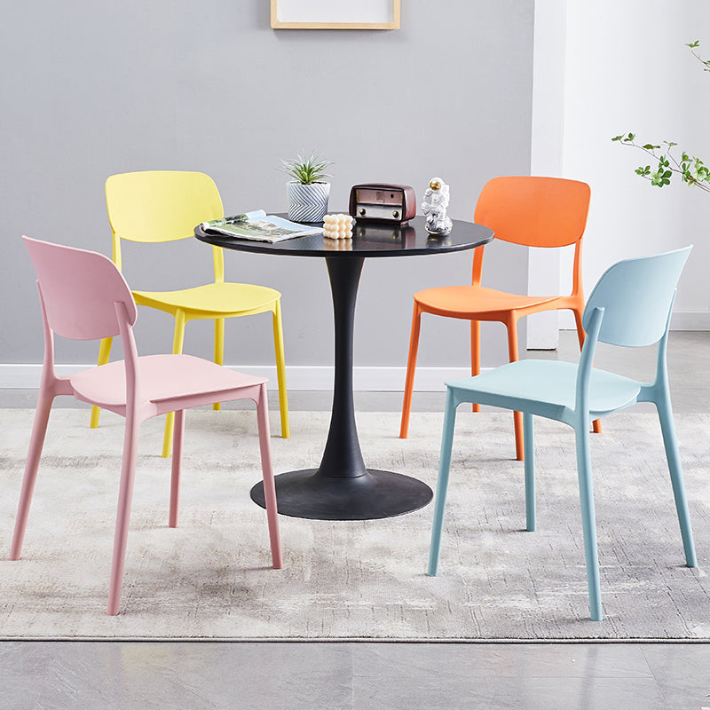 Scandinavian Plastic Armless Dining Chairs Dining Room Open Back Side Chair