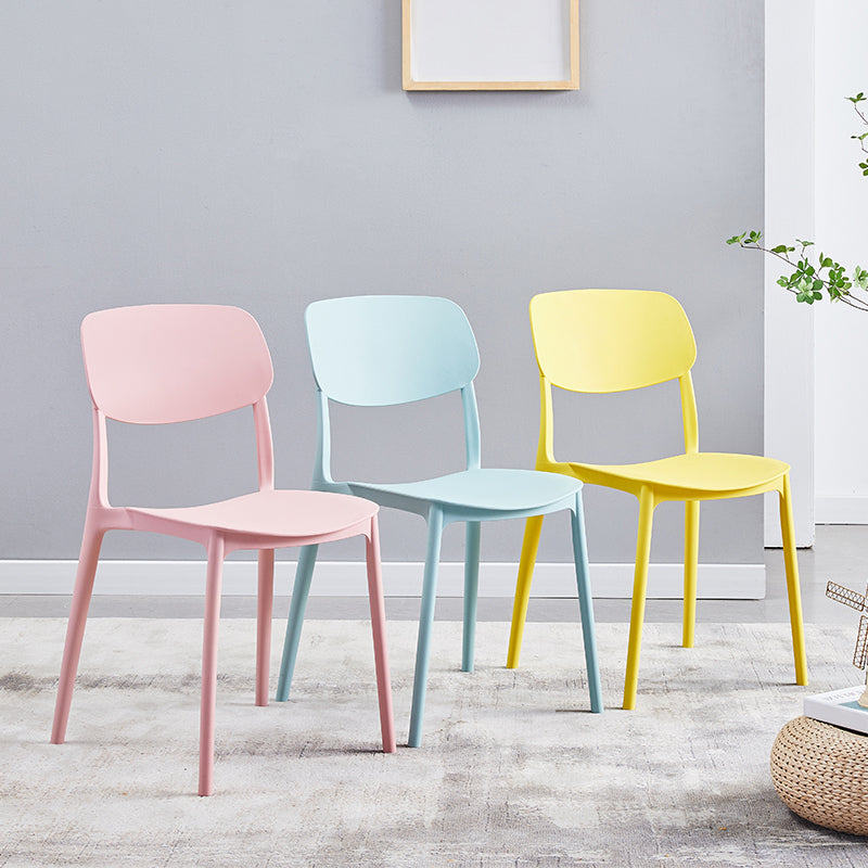 Scandinavian Plastic Armless Dining Chairs Dining Room Open Back Side Chair