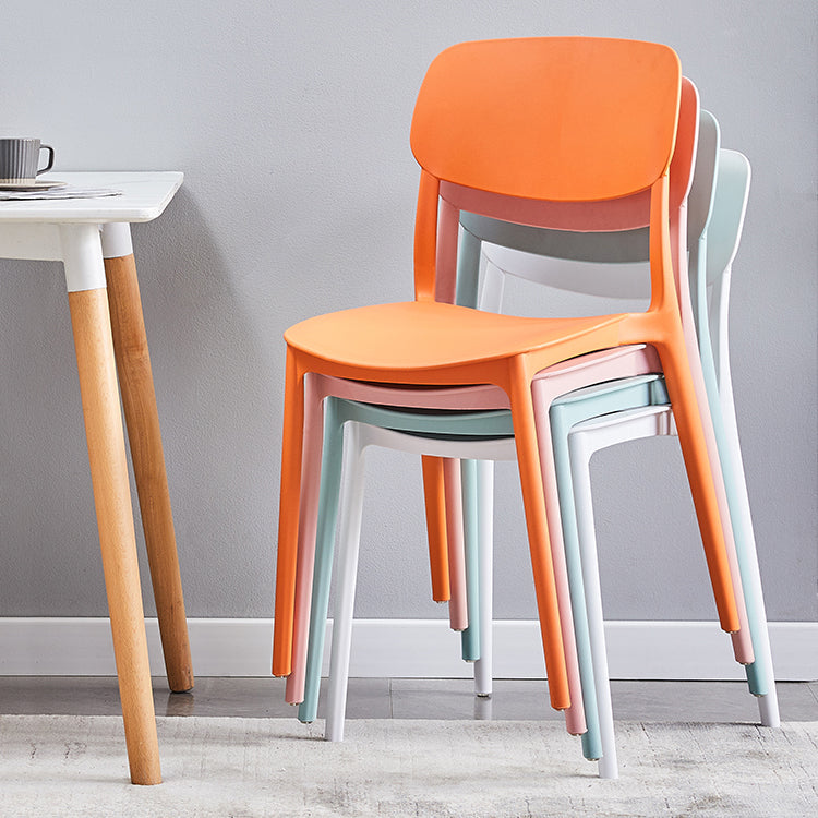 Scandinavian Plastic Armless Dining Chairs Dining Room Open Back Side Chair