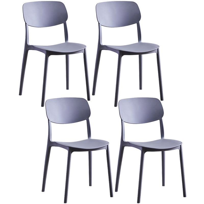 Scandinavian Plastic Armless Dining Chairs Dining Room Open Back Side Chair