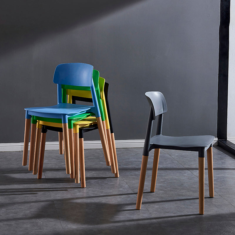 Modern Square Open Back Dining Chair Plastic Stackable Side Dining Chairs for Kitchen