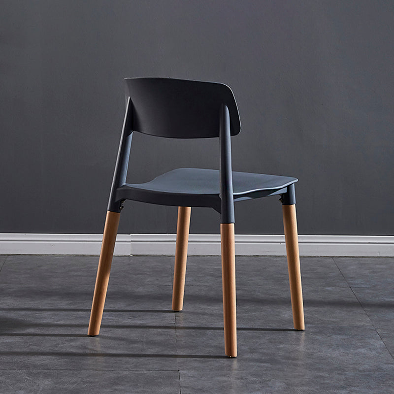 Modern Square Open Back Dining Chair Plastic Stackable Side Dining Chairs for Kitchen