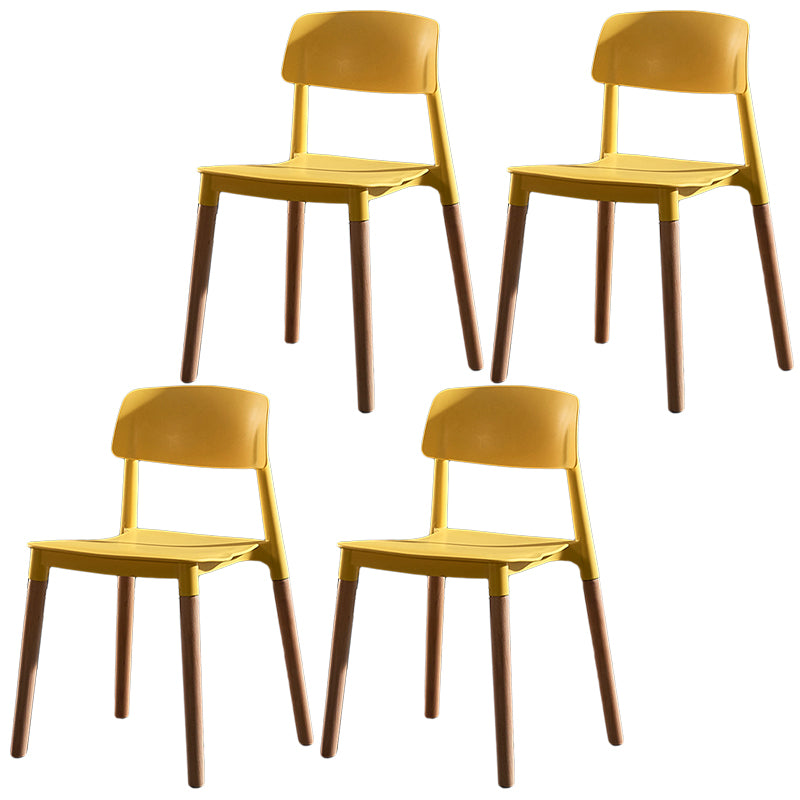 Modern Square Open Back Dining Chair Plastic Stackable Side Dining Chairs for Kitchen