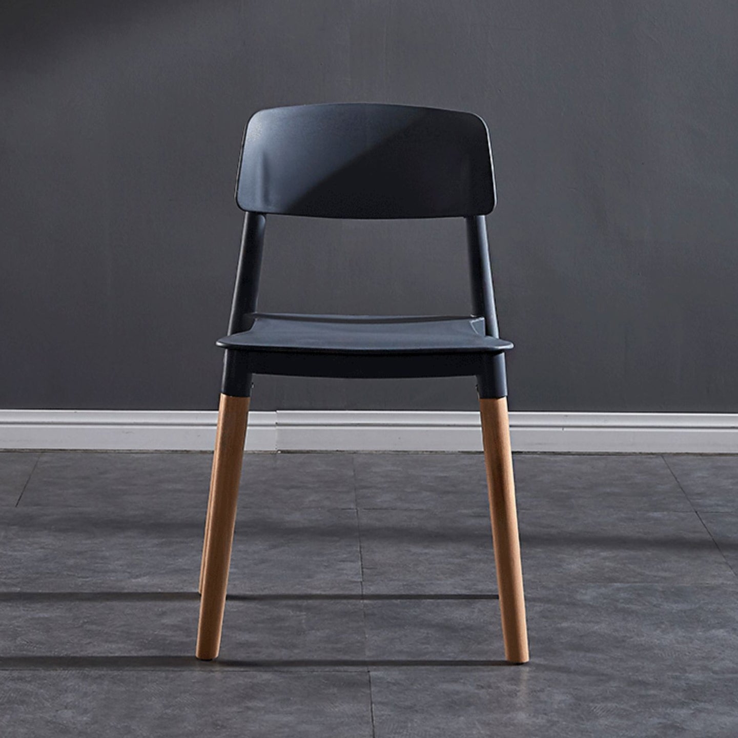 Modern Square Open Back Dining Chair Plastic Stackable Side Dining Chairs for Kitchen