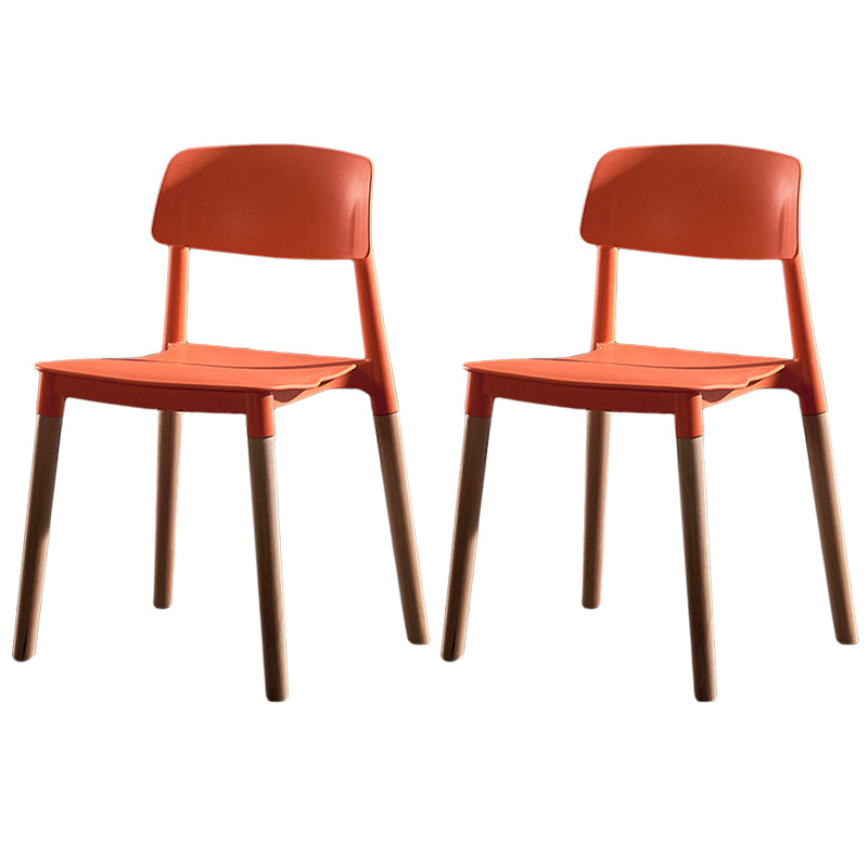Modern Square Open Back Dining Chair Plastic Stackable Side Dining Chairs for Kitchen