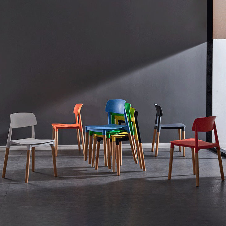 Modern Square Open Back Dining Chair Plastic Stackable Side Dining Chairs for Kitchen