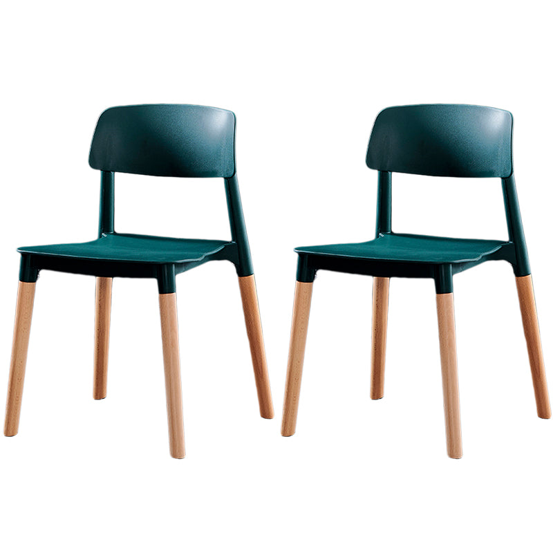 Modern Square Open Back Dining Chair Plastic Stackable Side Dining Chairs for Kitchen