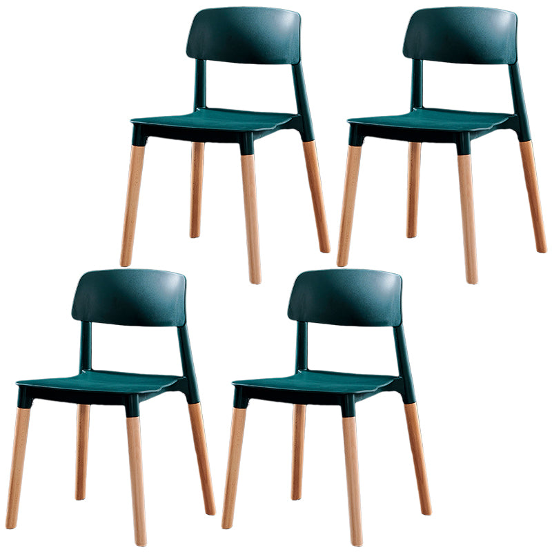Modern Square Open Back Dining Chair Plastic Stackable Side Dining Chairs for Kitchen