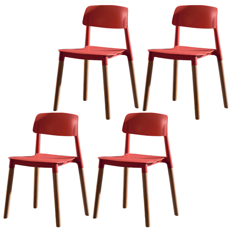 Modern Square Open Back Dining Chair Plastic Stackable Side Dining Chairs for Kitchen